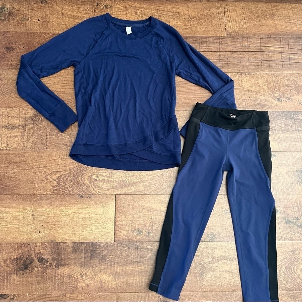 Athleta girl outfit blue black XL  extra large/14 large/12 sweater leggi…